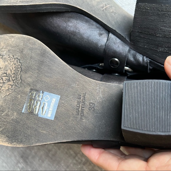 Free People Women’s Mules Embedded Black Leather Western Mules Shoes - Picture 8 of 9